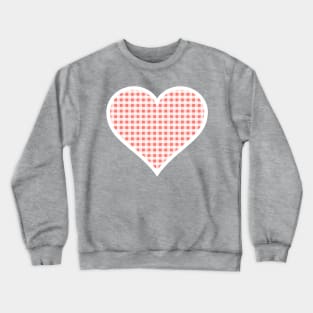 Coral and White Gingham Heart Crewneck Sweatshirt